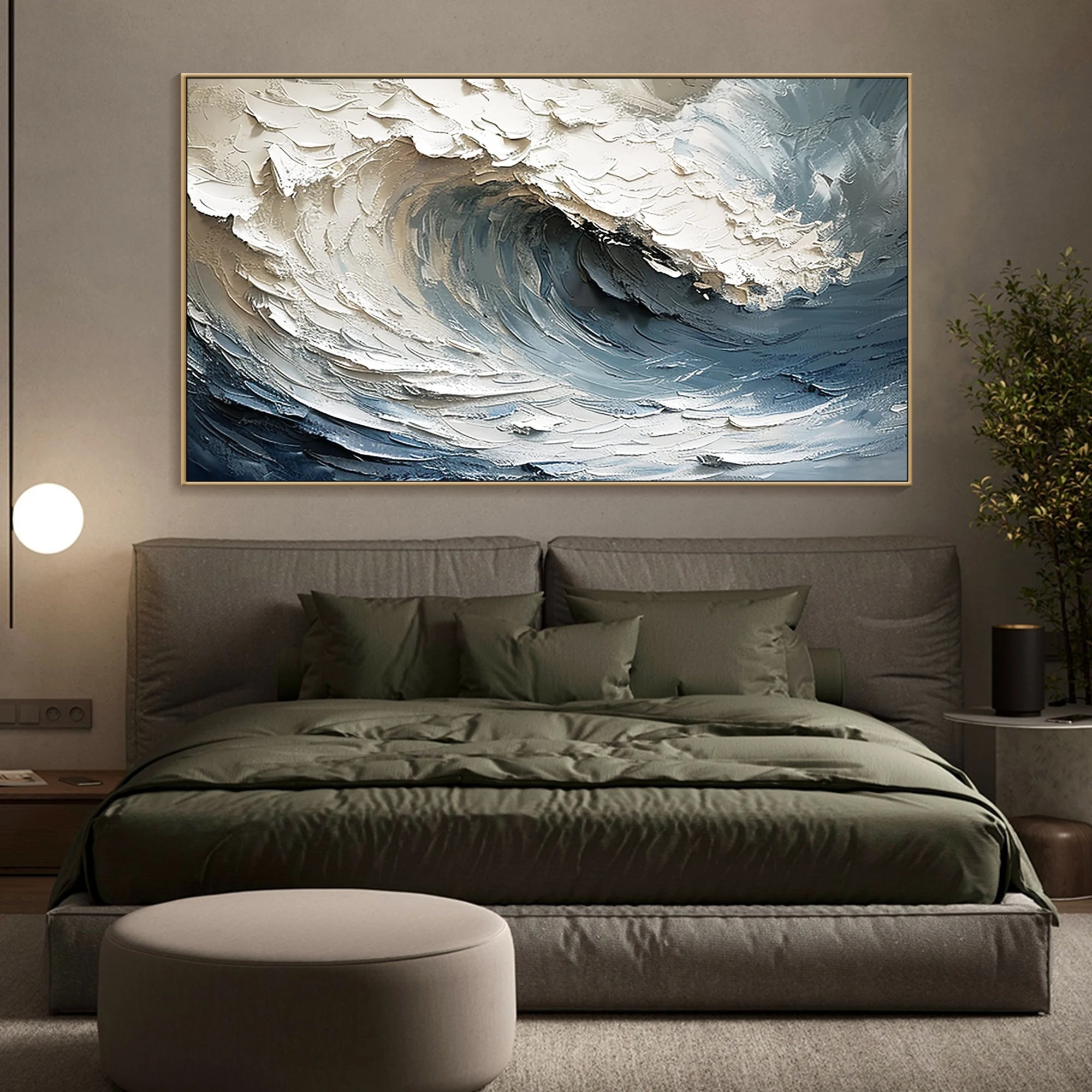 Rolling Waves - Large Textured Abstract Wave Canvas Art Ocean Wall Painting