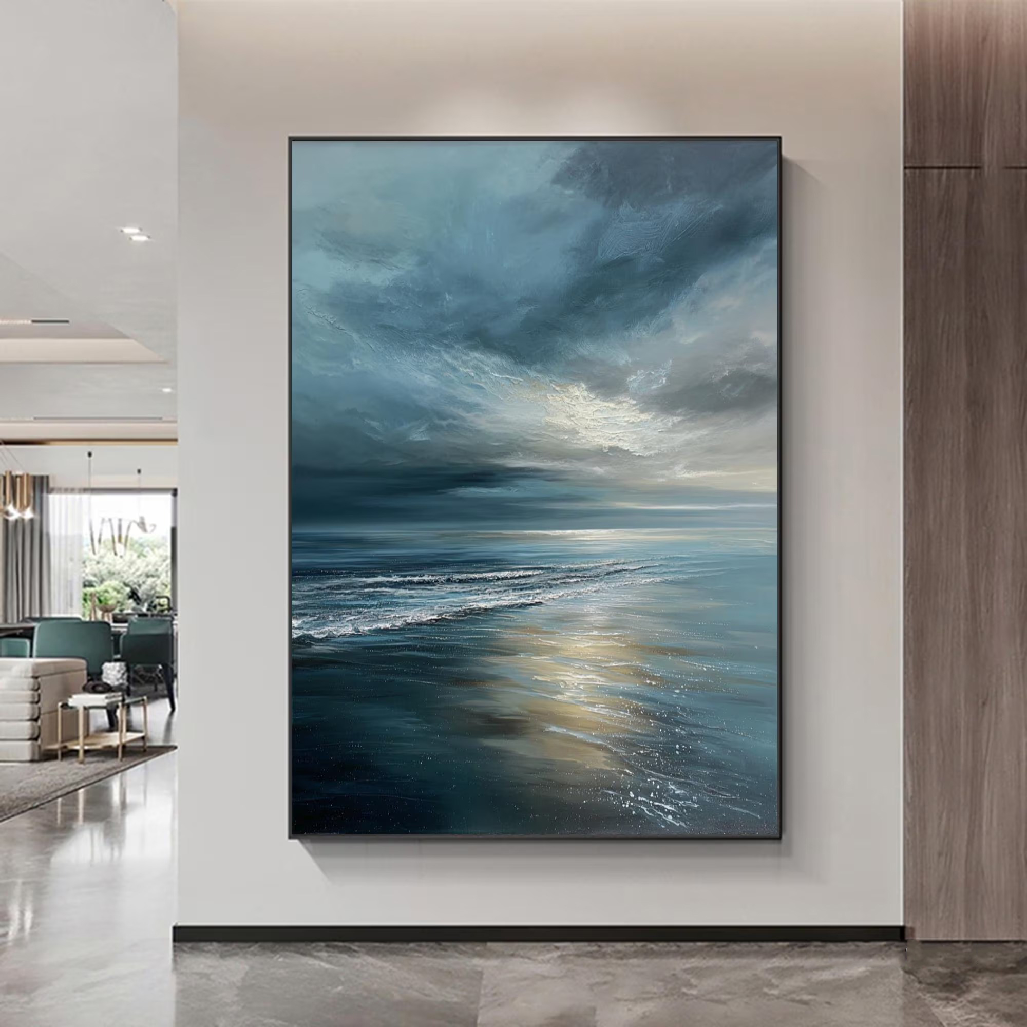 Ethereal Current – Abstract Ocean Oil Painting
