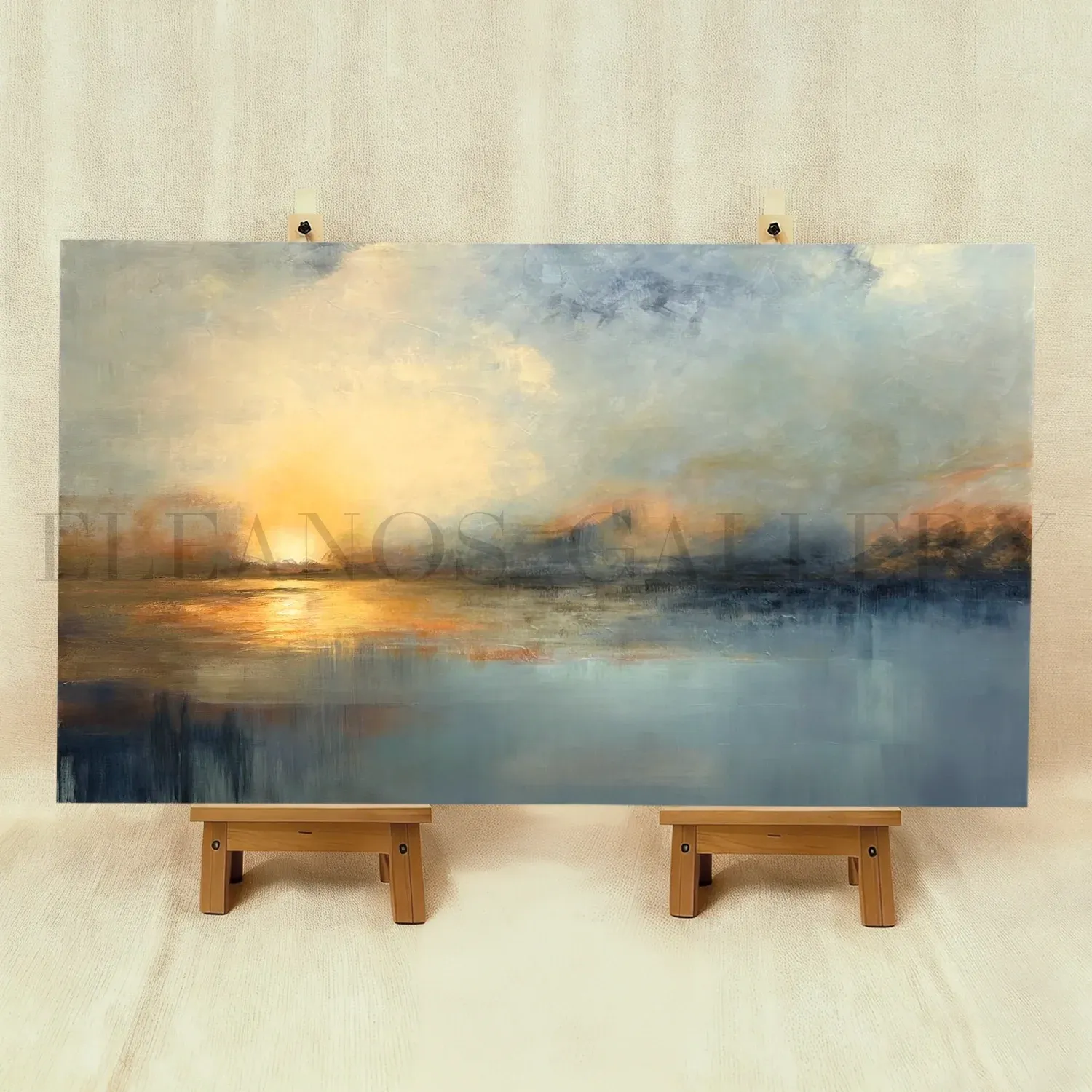 Golden Stillness – Abstract Landscape Wall Art, Modern Calm Canvas Painting