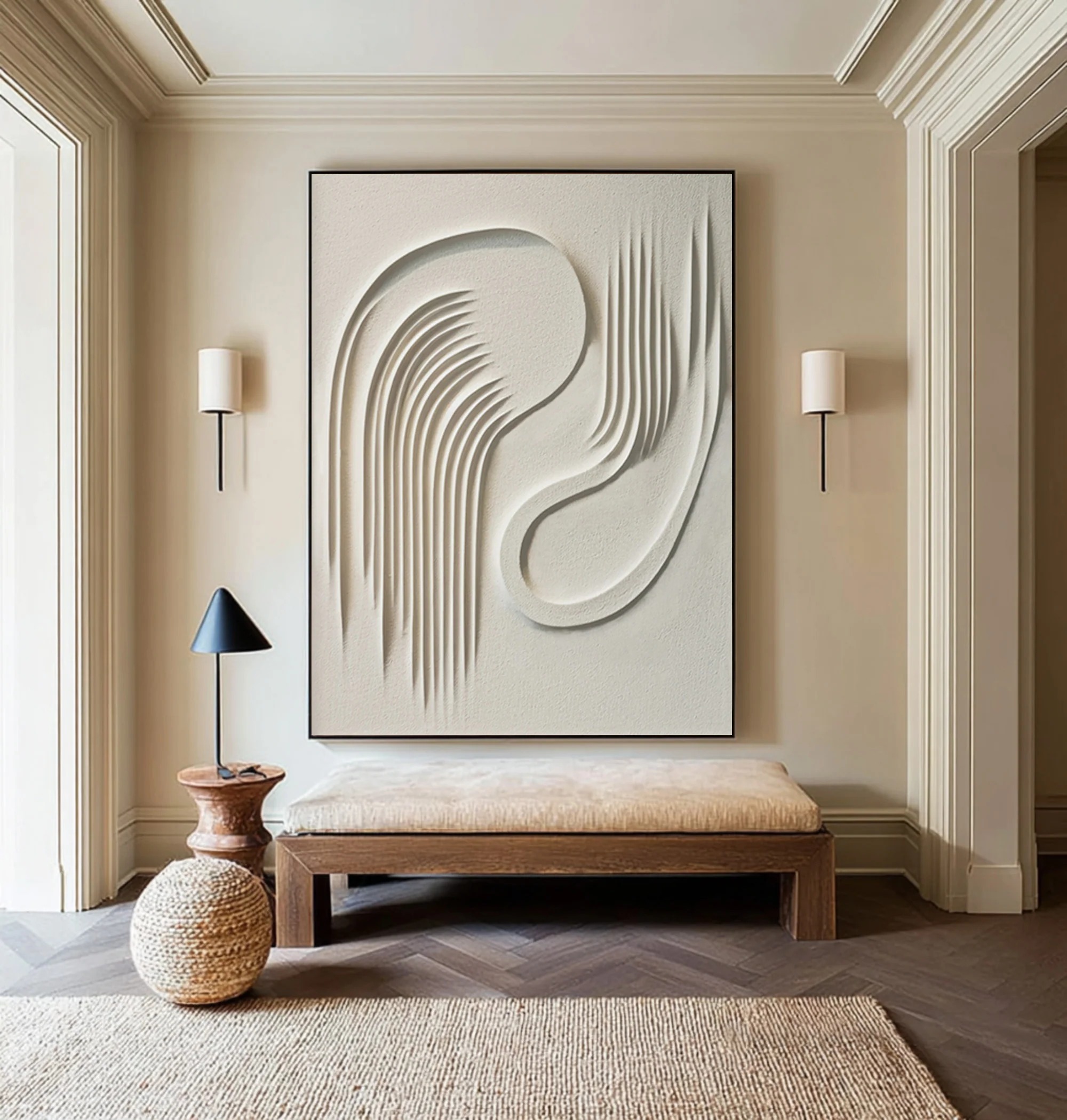 Ethereal Flow – Minimalist 3D Textured Line Art Canvas