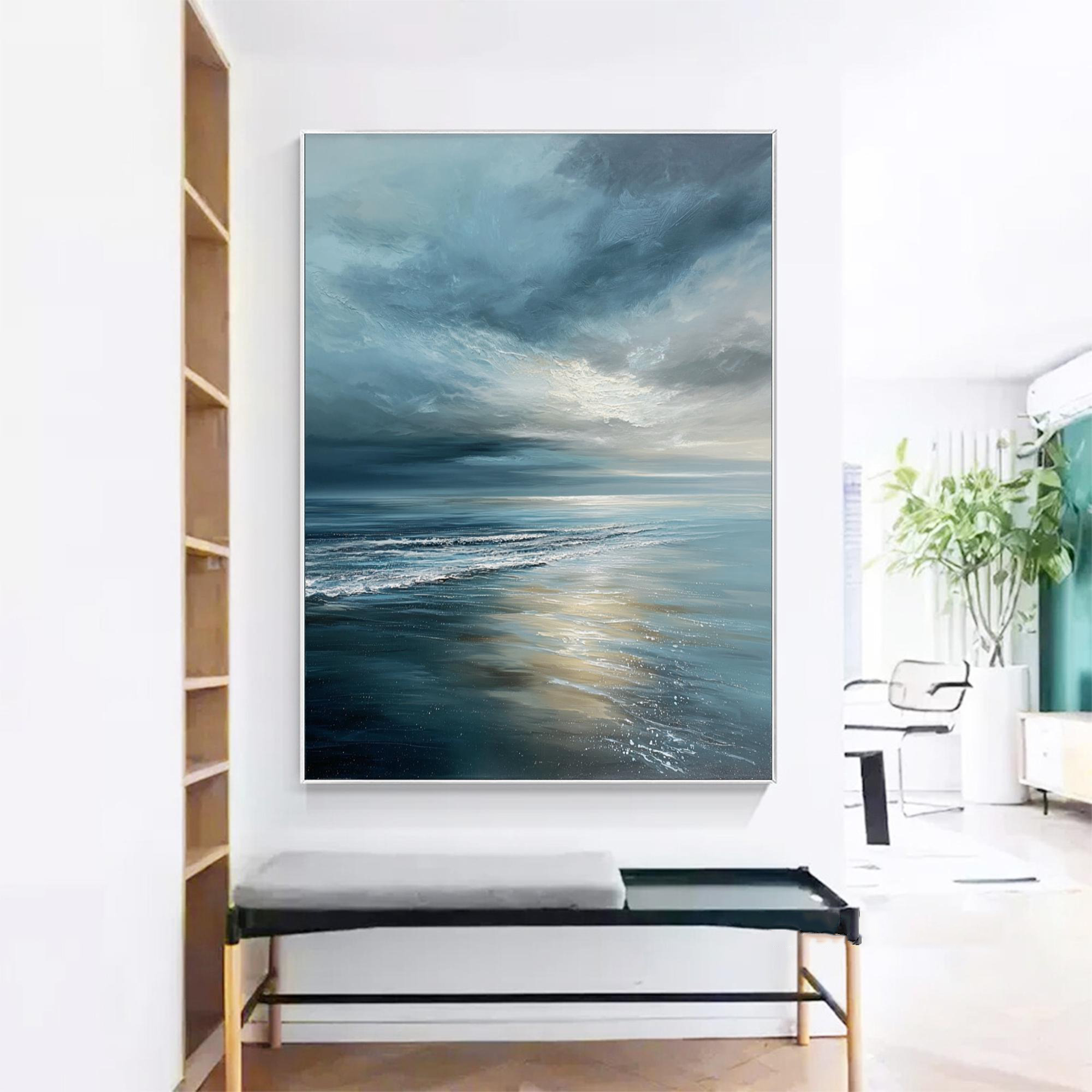 Ethereal Current – Abstract Ocean Oil Painting