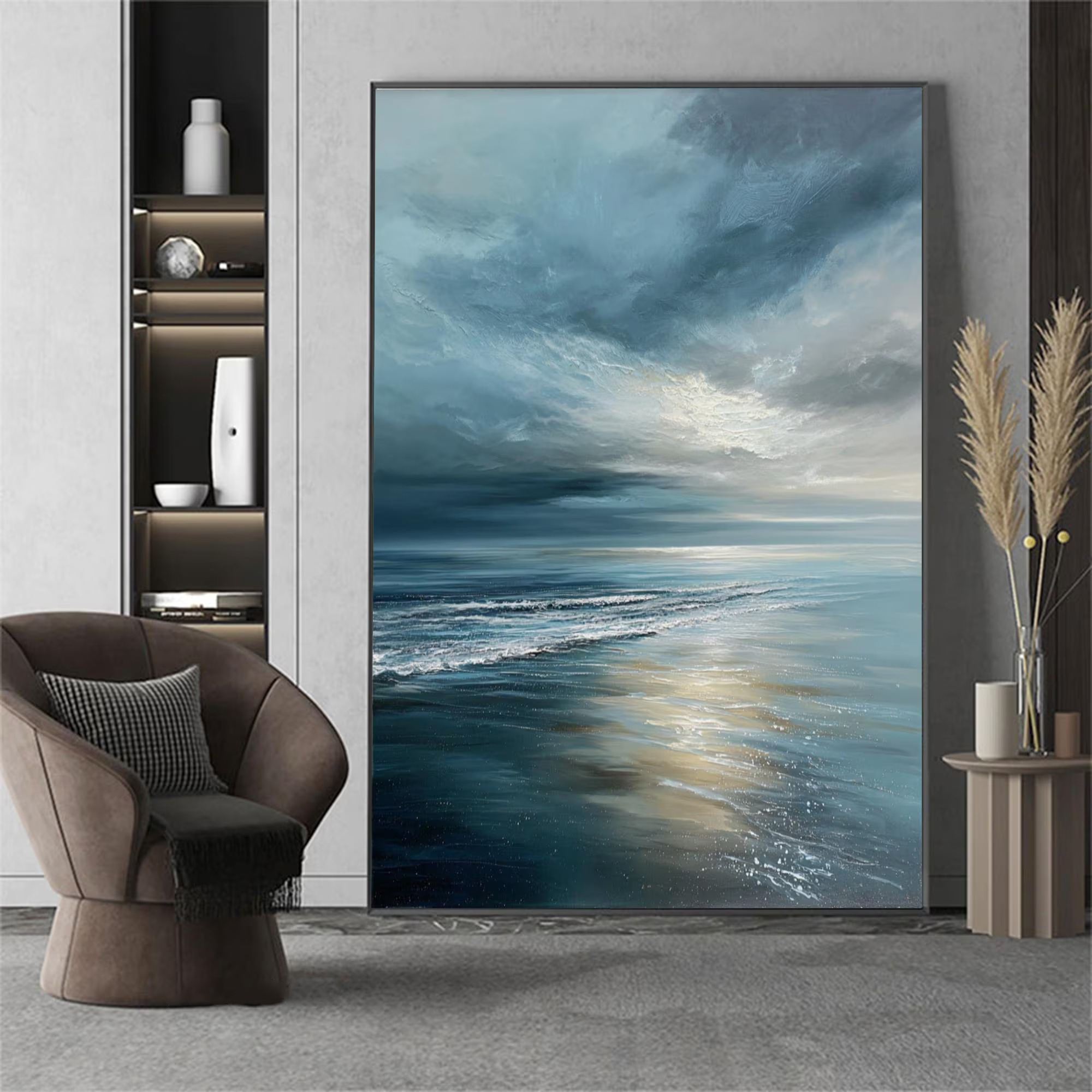 Ethereal Current – Abstract Ocean Oil Painting