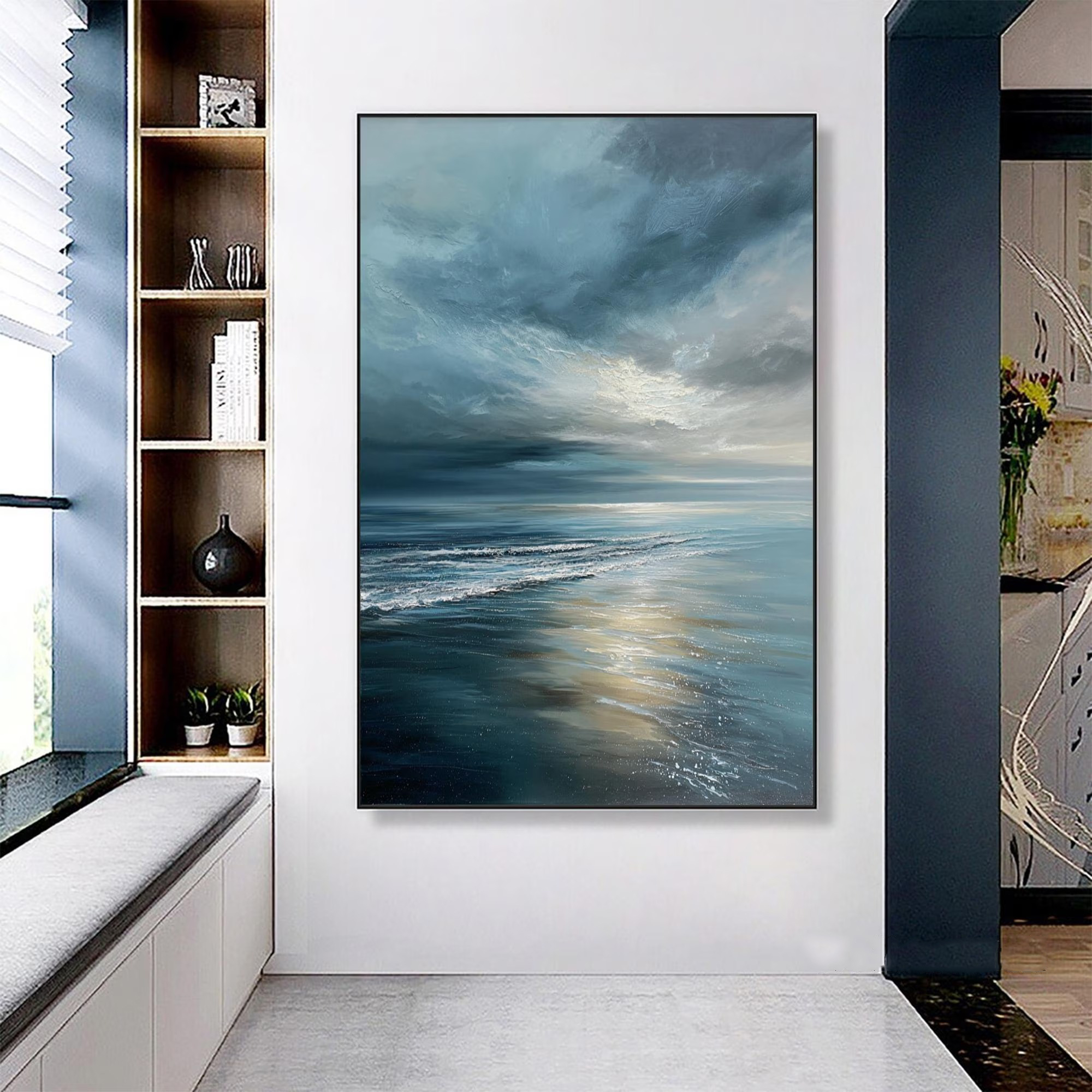Ethereal Current – Abstract Ocean Oil Painting