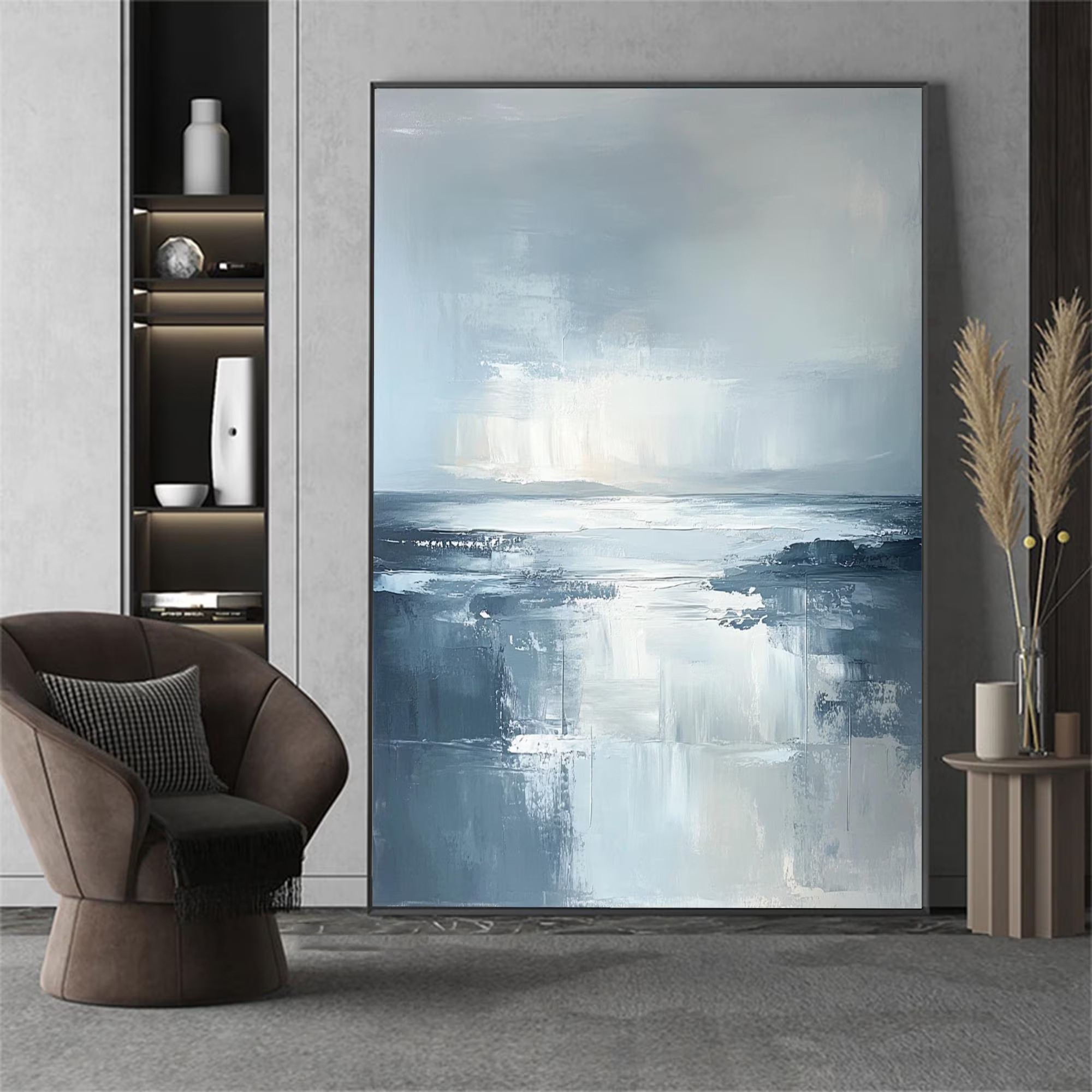 Tranquil Veil – Minimalist Abstract Seascape Oil Painting