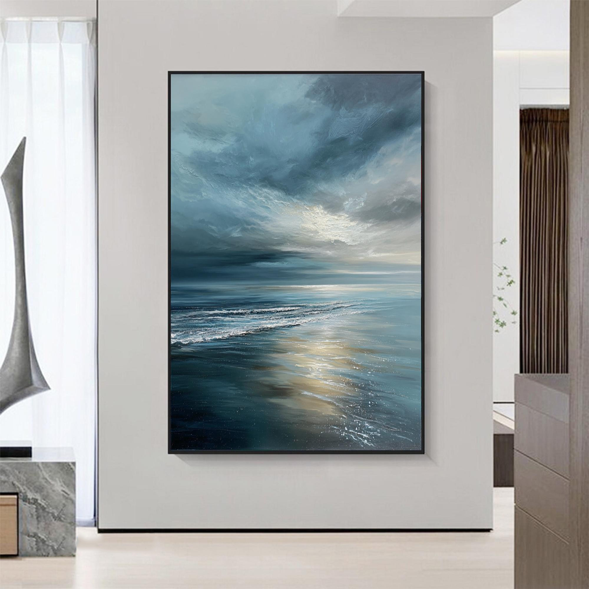 Ethereal Current – Abstract Ocean Oil Painting