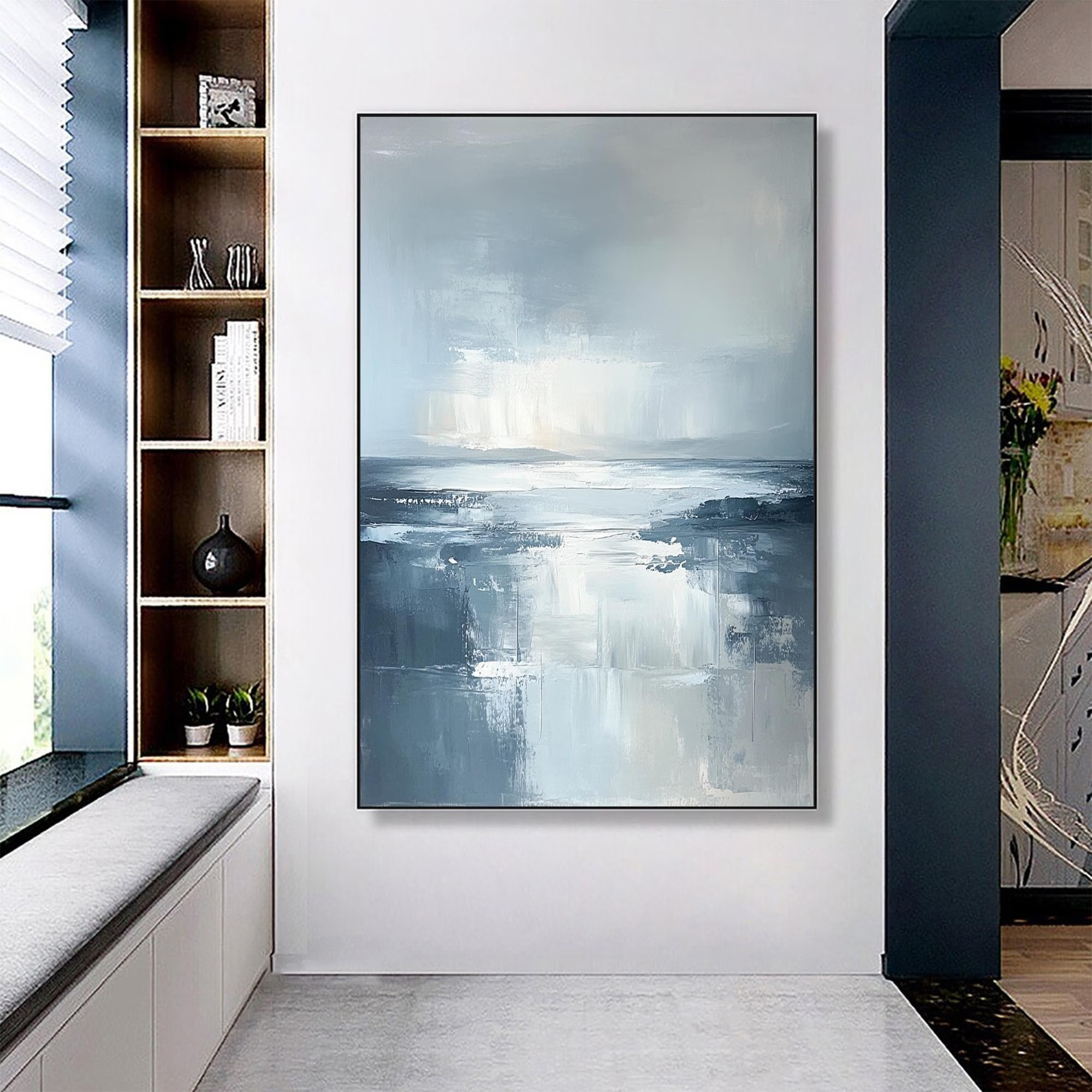 Tranquil Veil – Minimalist Abstract Seascape Oil Painting