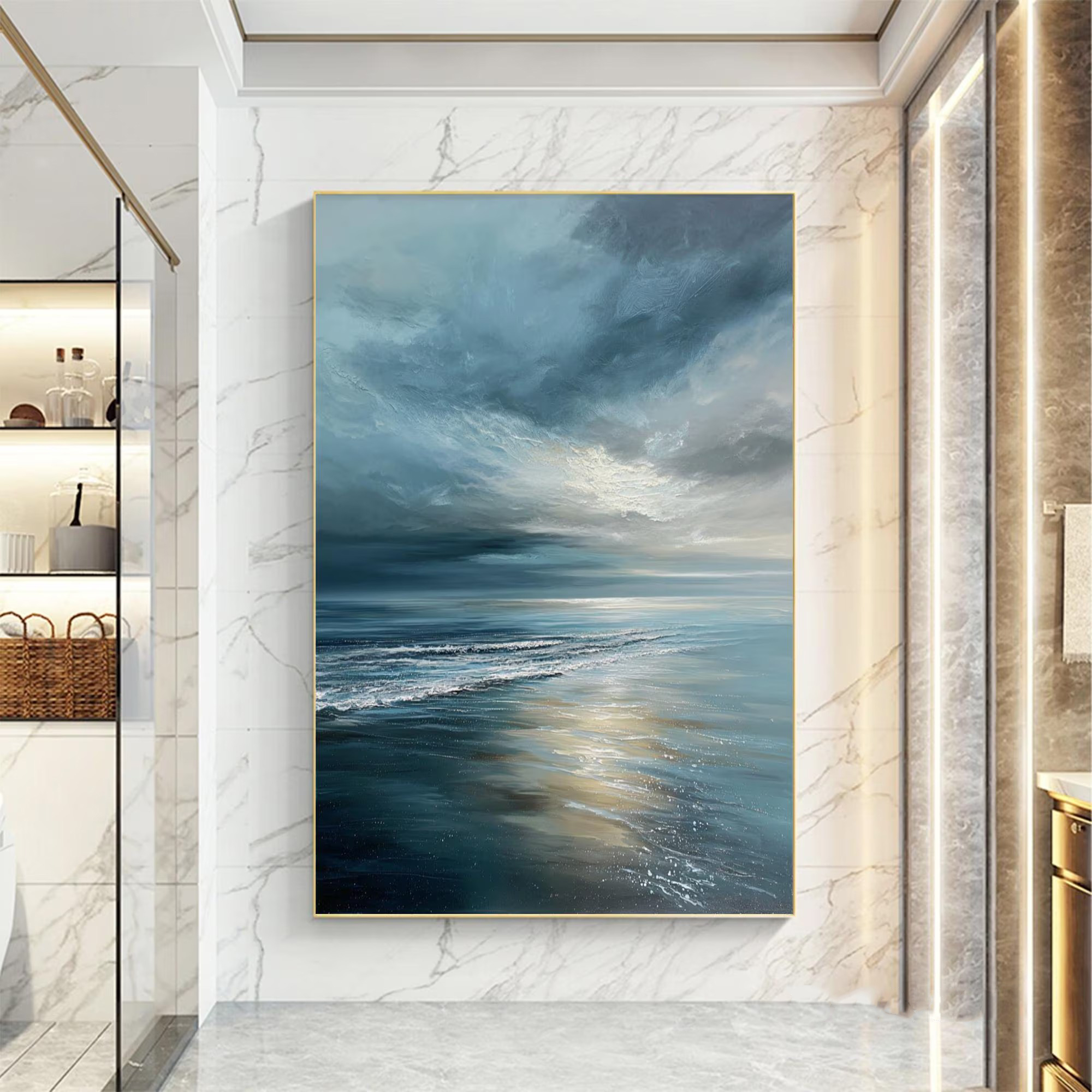 Ethereal Current – Abstract Ocean Oil Painting