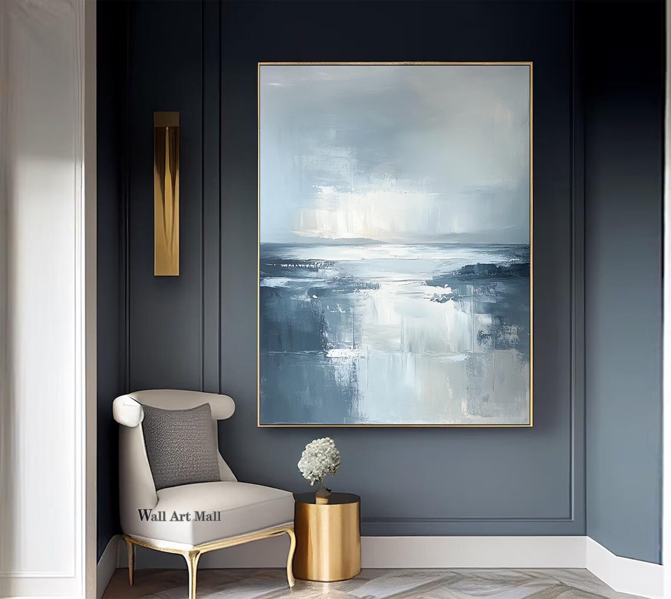 Tranquil Veil – Minimalist Abstract Seascape Oil Painting