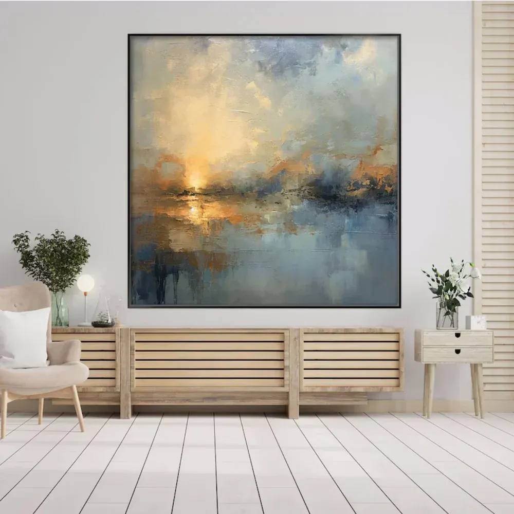 Tranquil Drift #2 – Abstract Sunset Landscape Wall Art for Modern Living Room