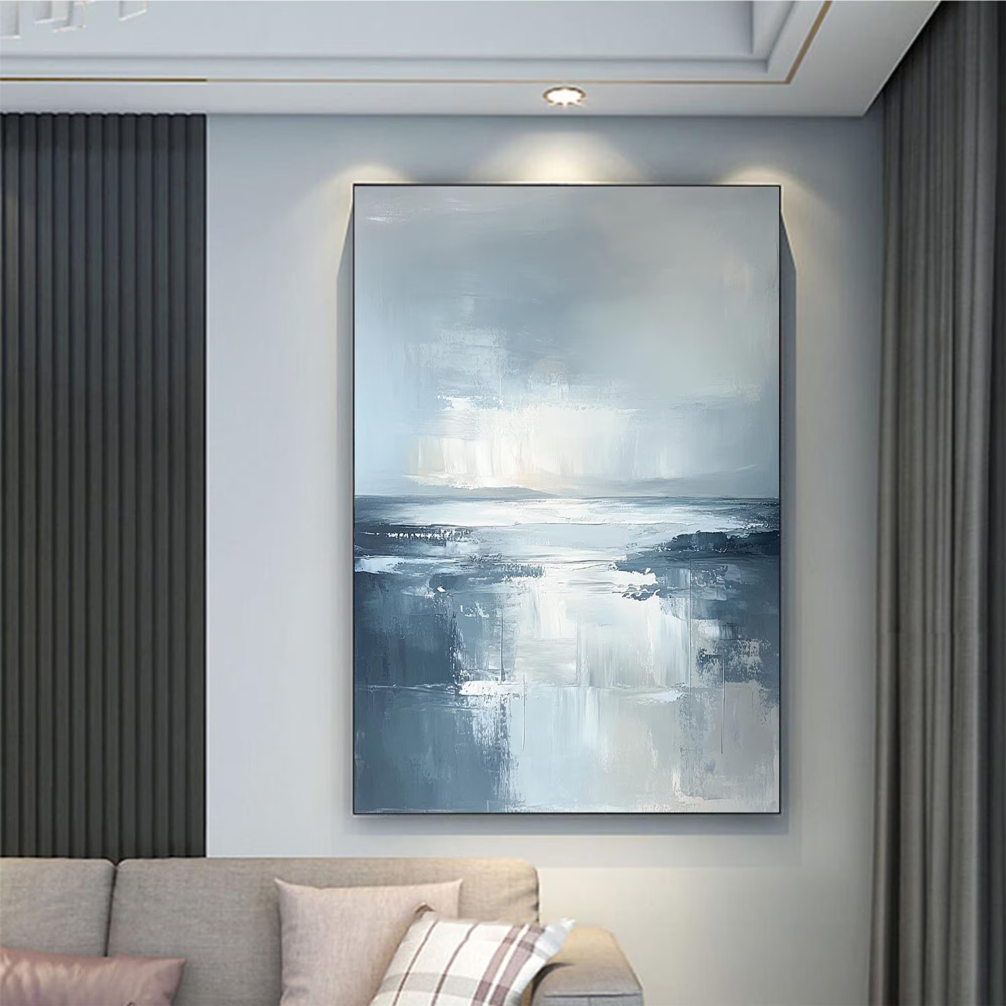 Tranquil Veil – Minimalist Abstract Seascape Oil Painting