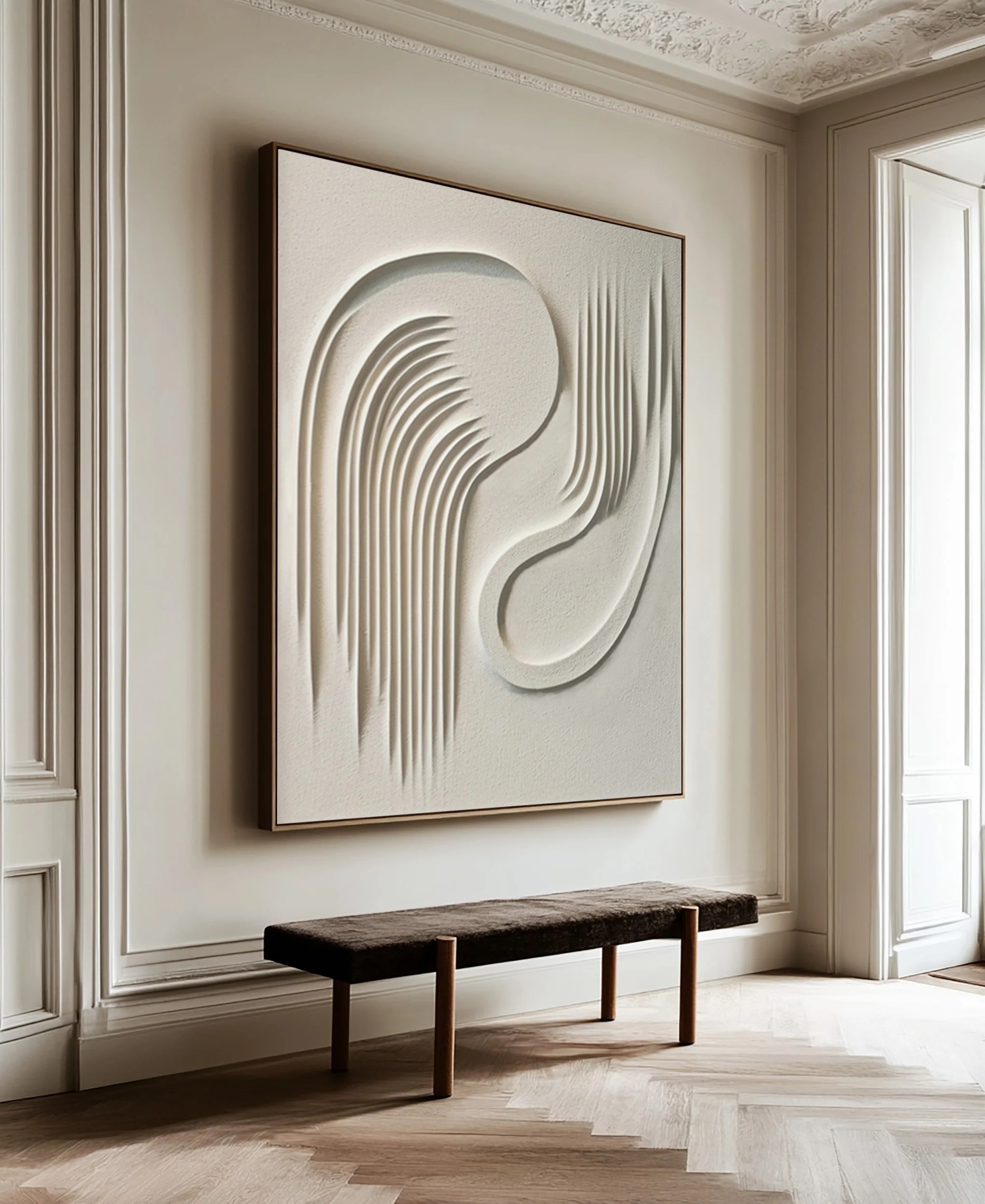 Ethereal Flow – Minimalist 3D Textured Line Art Canvas