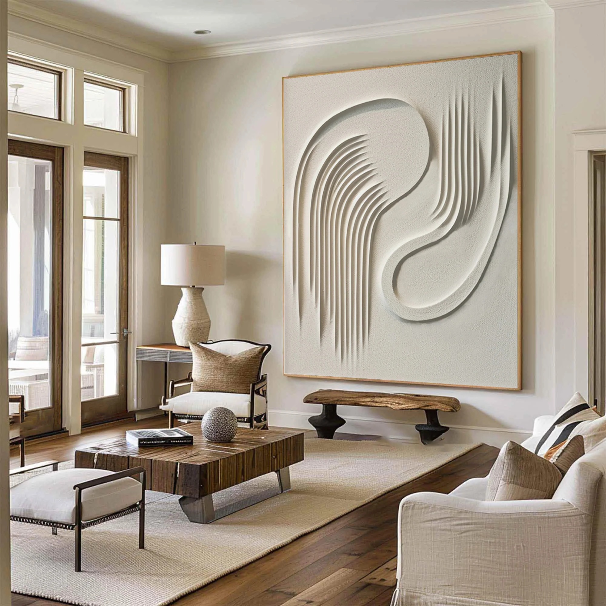 Ethereal Flow – Minimalist 3D Textured Line Art Canvas