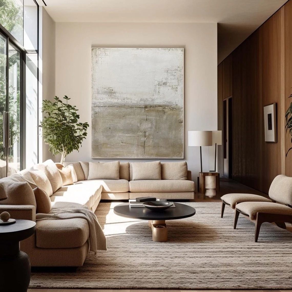 Soft Horizon – Minimalist Textured Abstract Wall Art for Serene Interiors