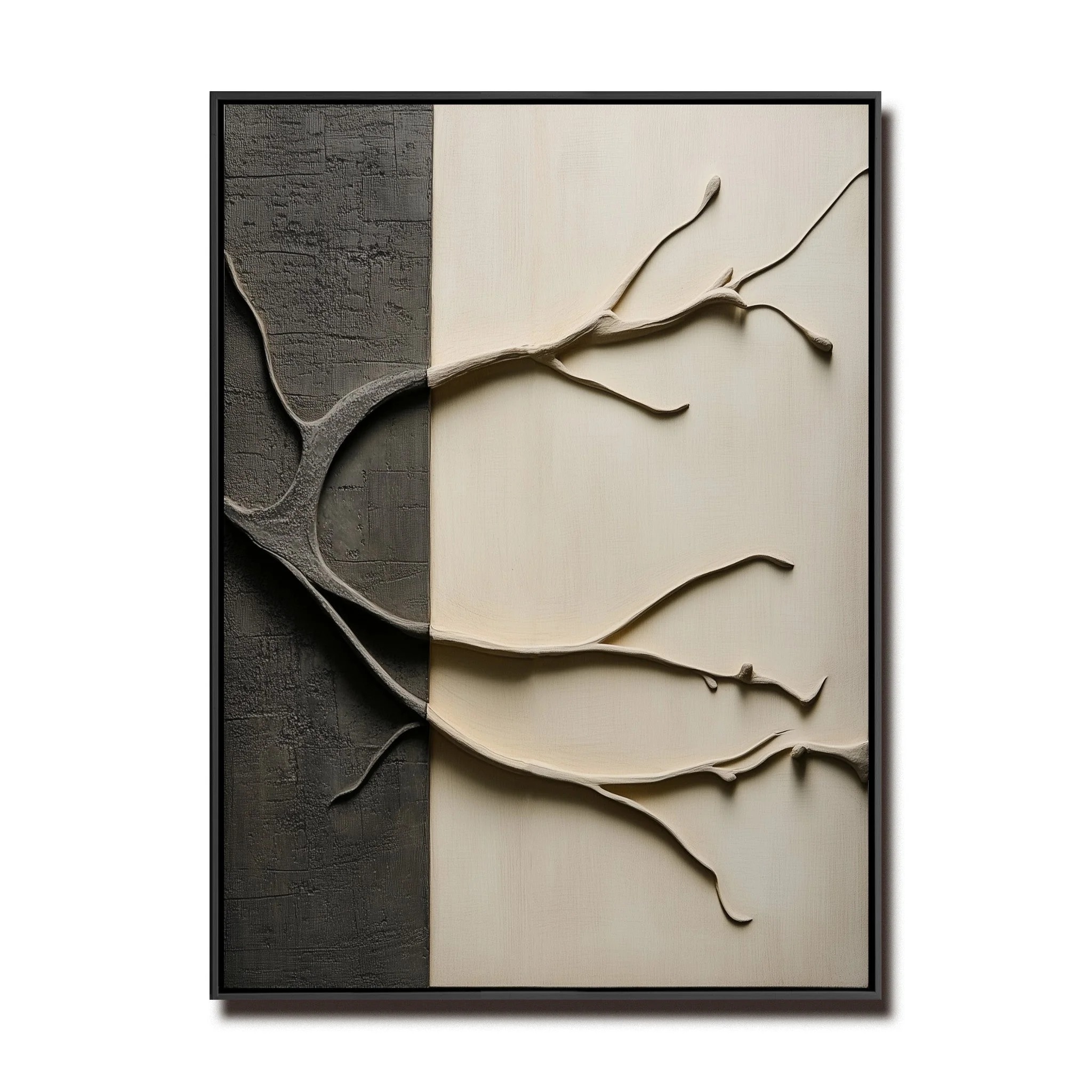 Silent Divide – Modern Minimalist 3D Textured Tree Wall Art