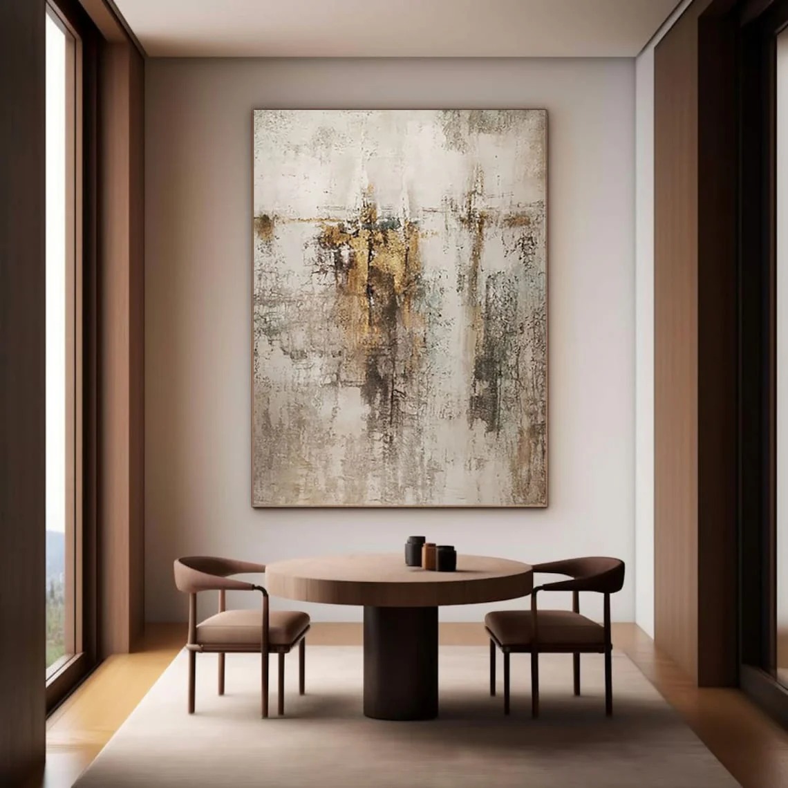 Silent Reverie – Neutral Textured Abstract Oil Painting