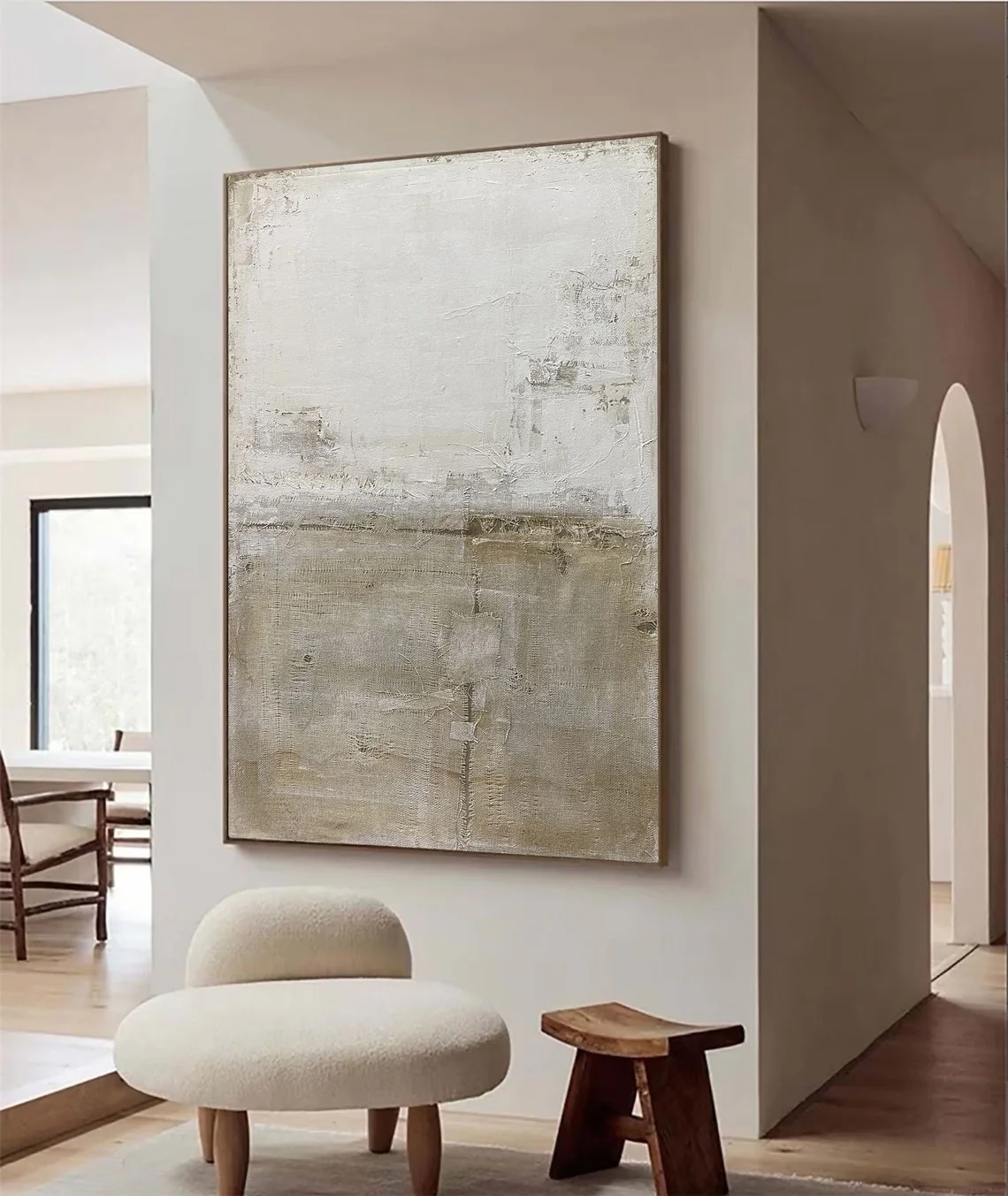 Soft Horizon – Minimalist Textured Abstract Wall Art for Serene Interiors