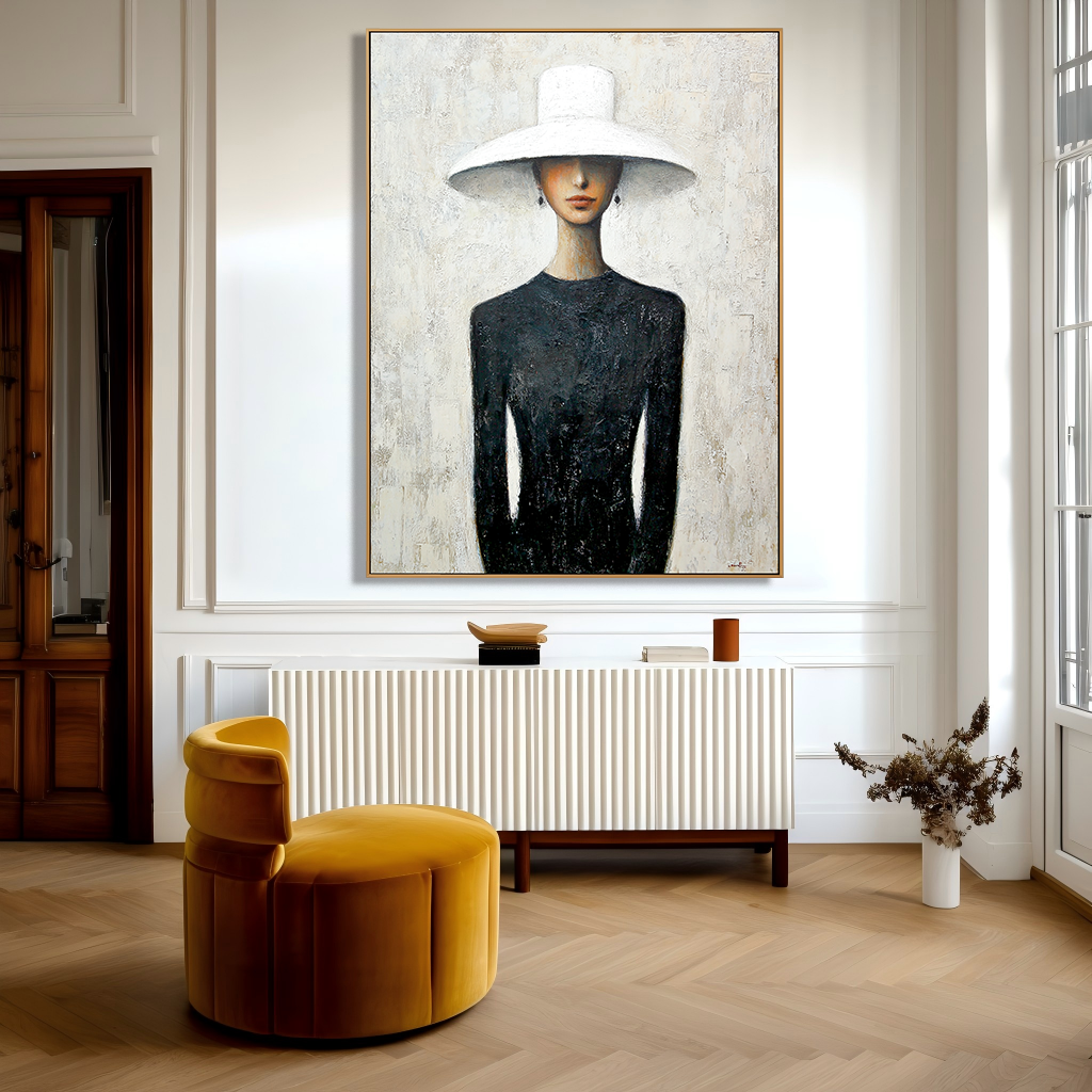 The Waiting — Figurative Symbolic Oil Painting for Modern Interior Wall Art