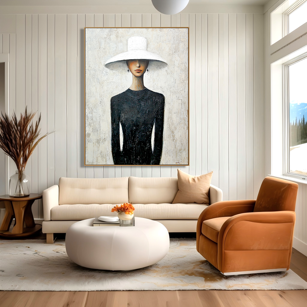The Waiting — Figurative Symbolic Oil Painting for Modern Interior Wall Art