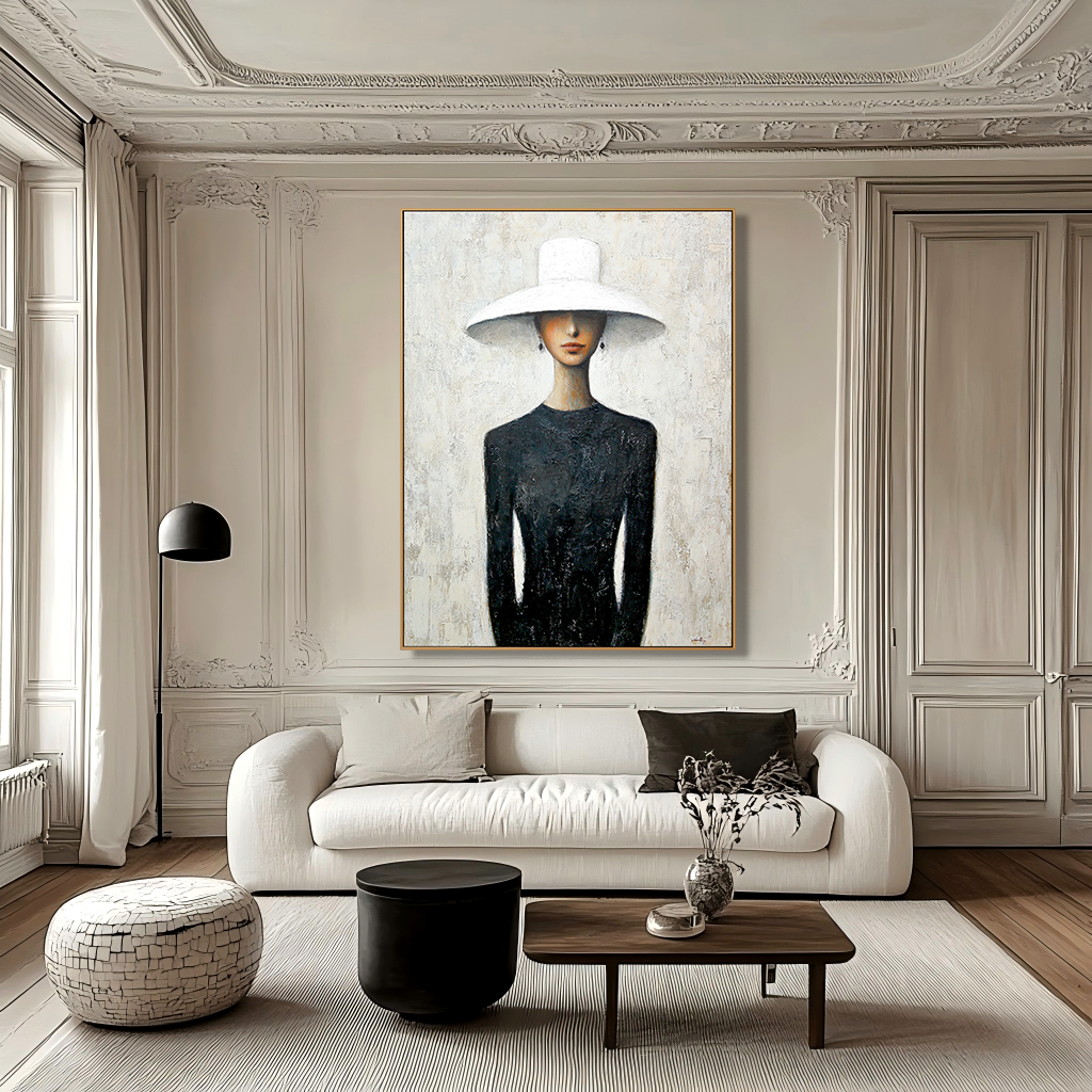The Waiting — Figurative Symbolic Oil Painting for Modern Interior Wall Art