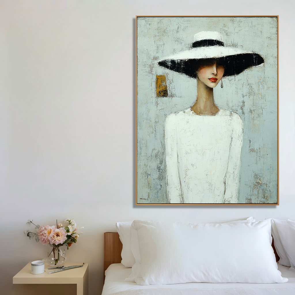 Echo of a Smile — Figurative Symbolic Oil Painting for Modern Interior Wall Art
