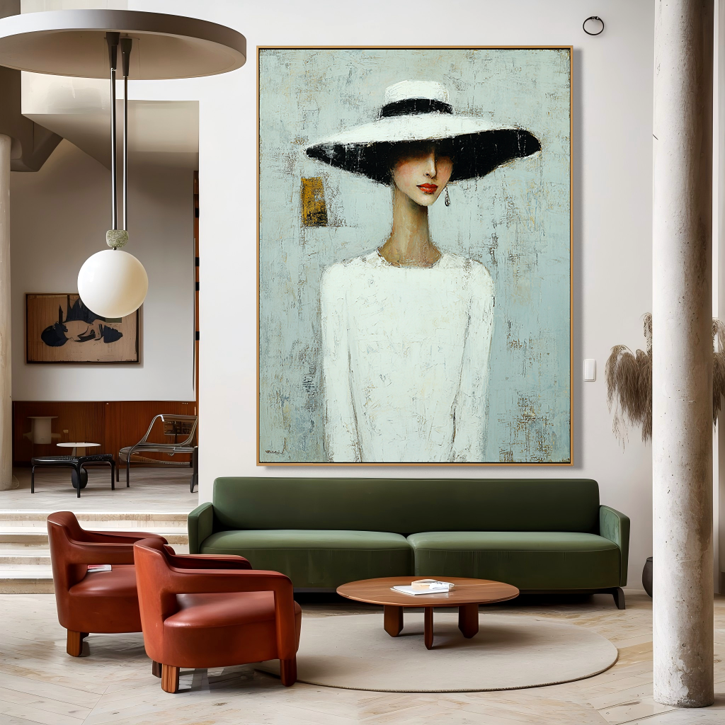 Echo of a Smile — Figurative Symbolic Oil Painting for Modern Interior Wall Art