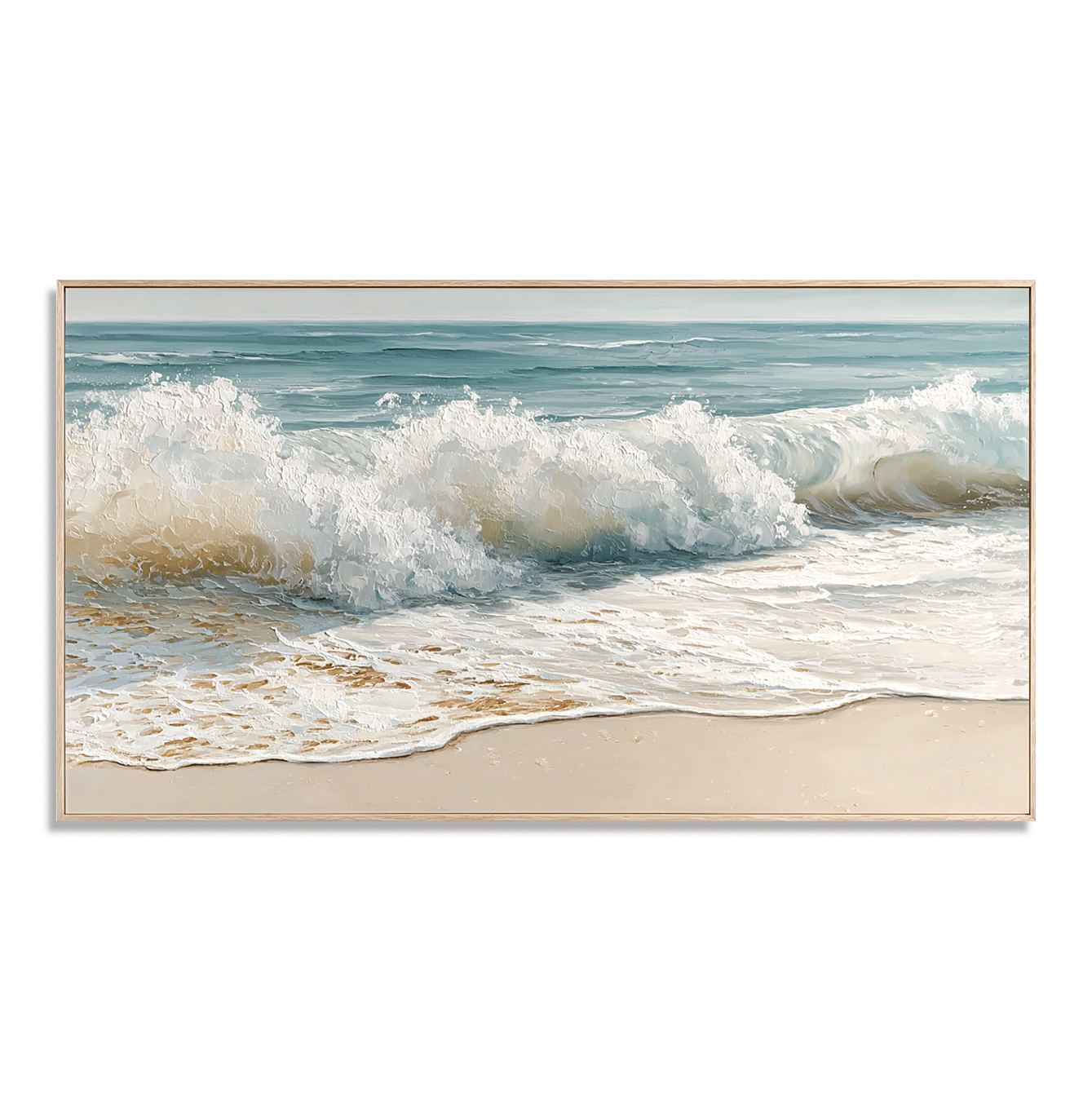 Coastal Serenity – Hand-Painted Textured Ocean Wave Canvas Art