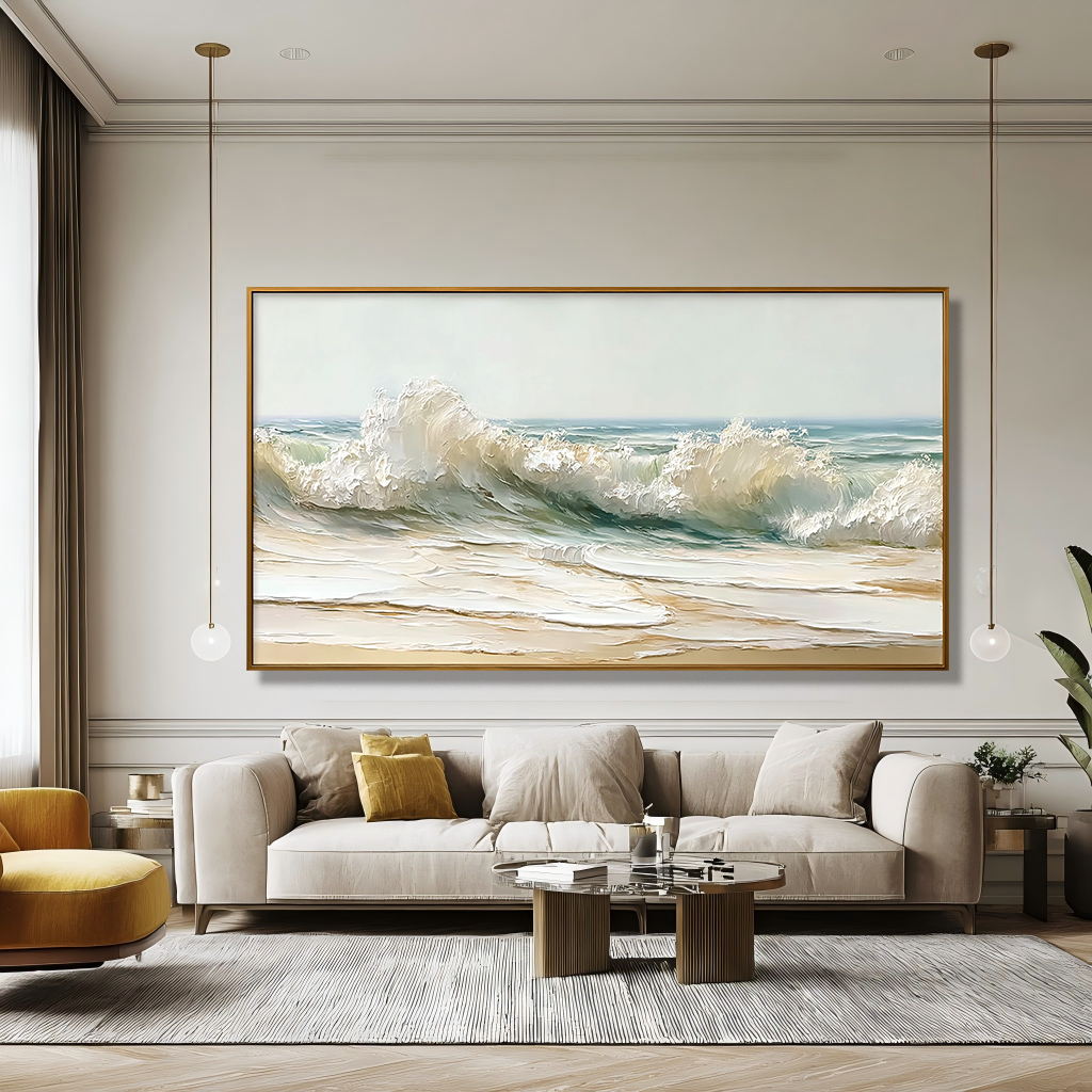 Rising Tide – Textured Ocean Wave Wall Art – Hand Painted Coastal Canvas