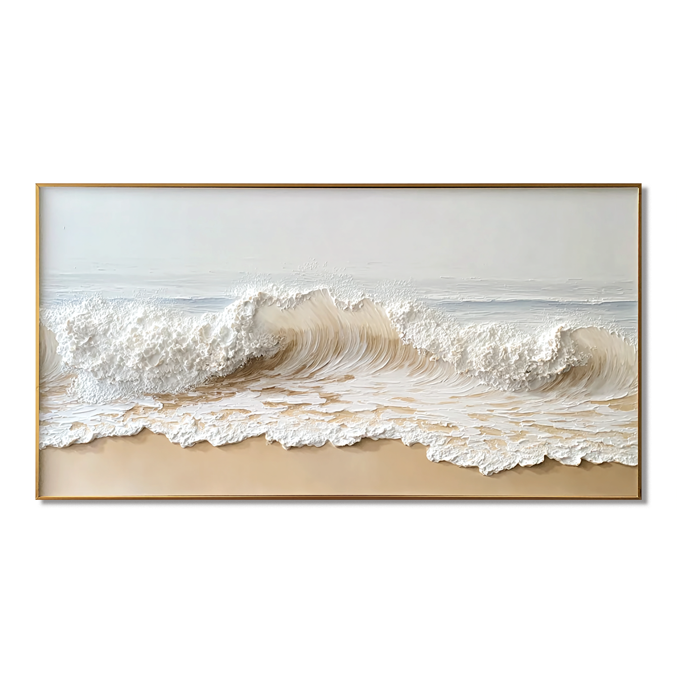 Ivory Break – Textured Ocean Wave Wall Art – Hand Painted Coastal Canvas
