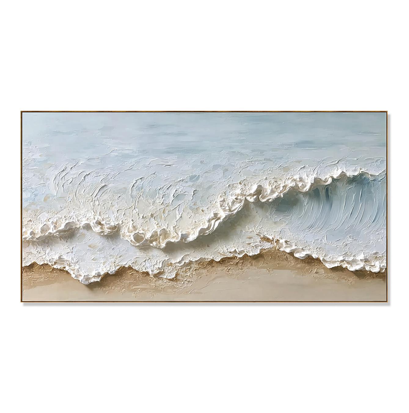Silver Crest – Textured Ocean Wave Wall Art – Hand Painted Coastal Canvas