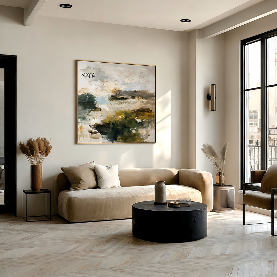 Whispering Meadow – Large Textured Abstract Landscape Wall Art