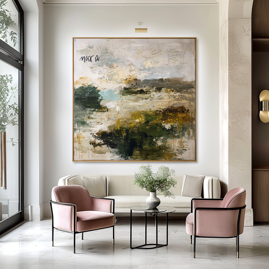 Whispering Meadow – Large Textured Abstract Landscape Wall Art