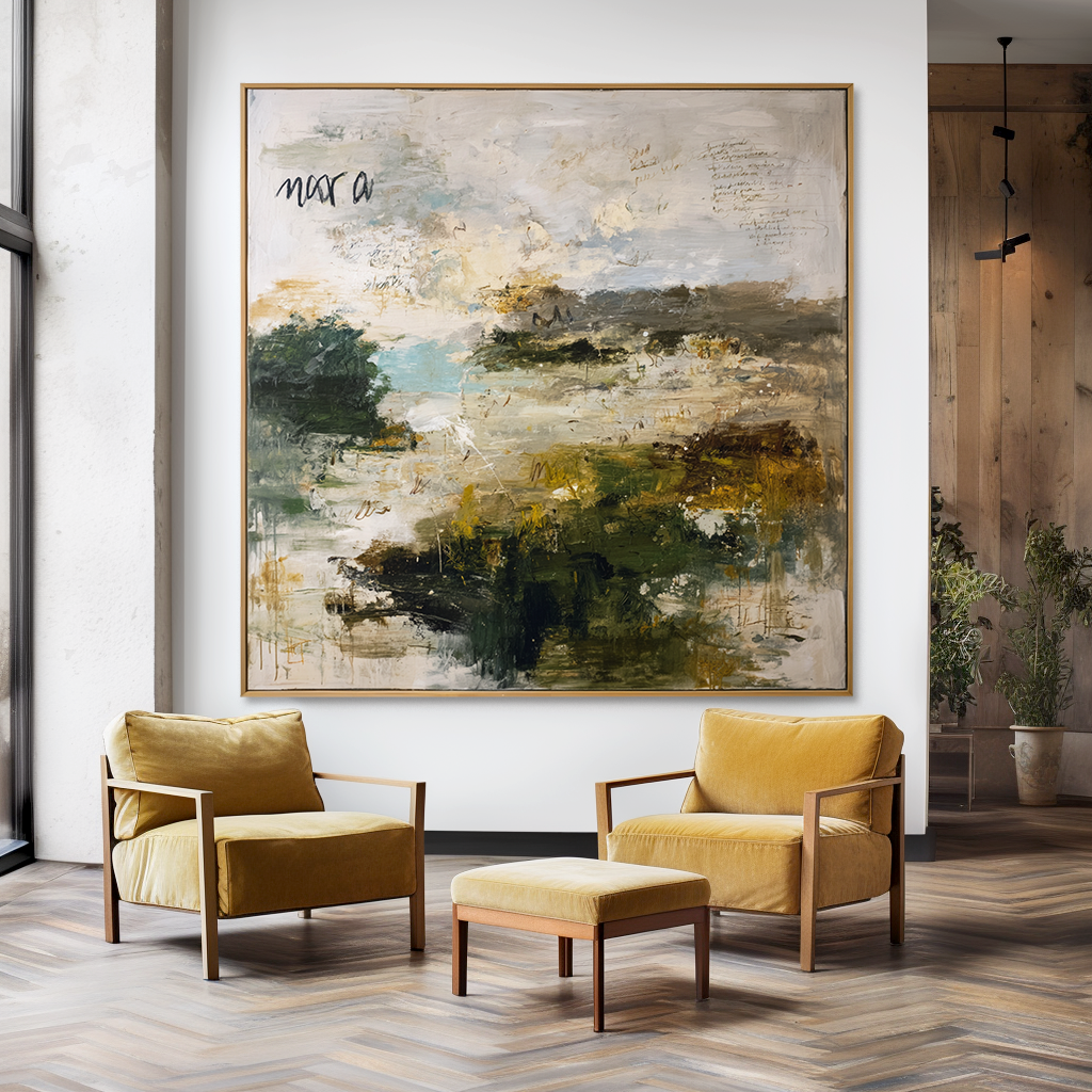 Whispering Meadow – Large Textured Abstract Landscape Wall Art