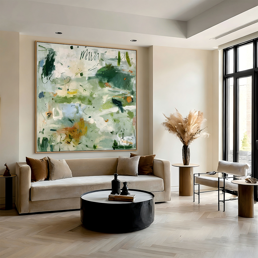 Emerald Whisper – Large Textured Abstract Wall Art