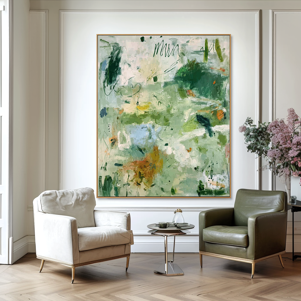 Emerald Whisper – Large Textured Abstract Wall Art
