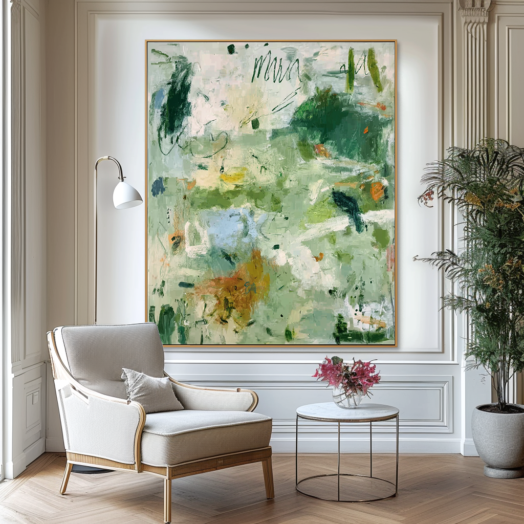 Emerald Whisper – Large Textured Abstract Wall Art