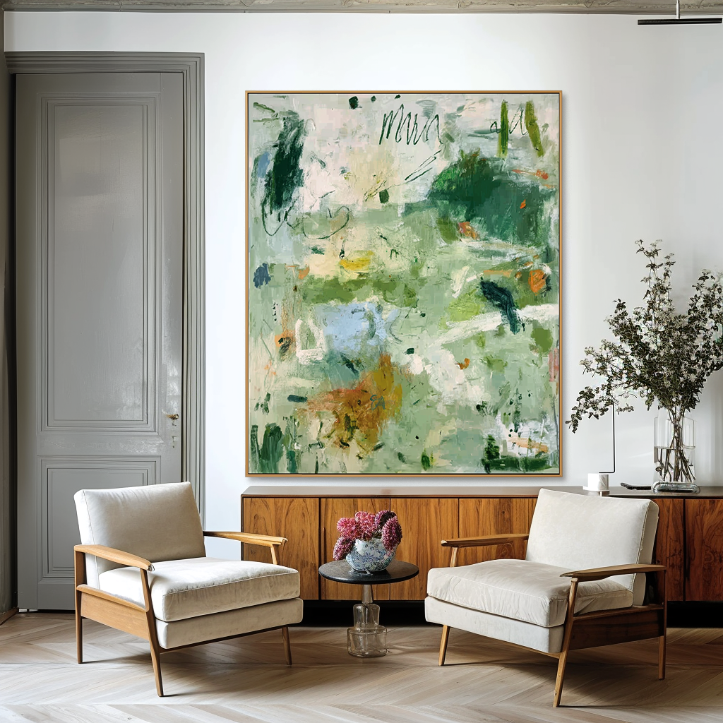 Emerald Whisper – Large Textured Abstract Wall Art