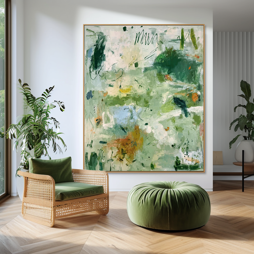 Emerald Whisper – Large Textured Abstract Wall Art