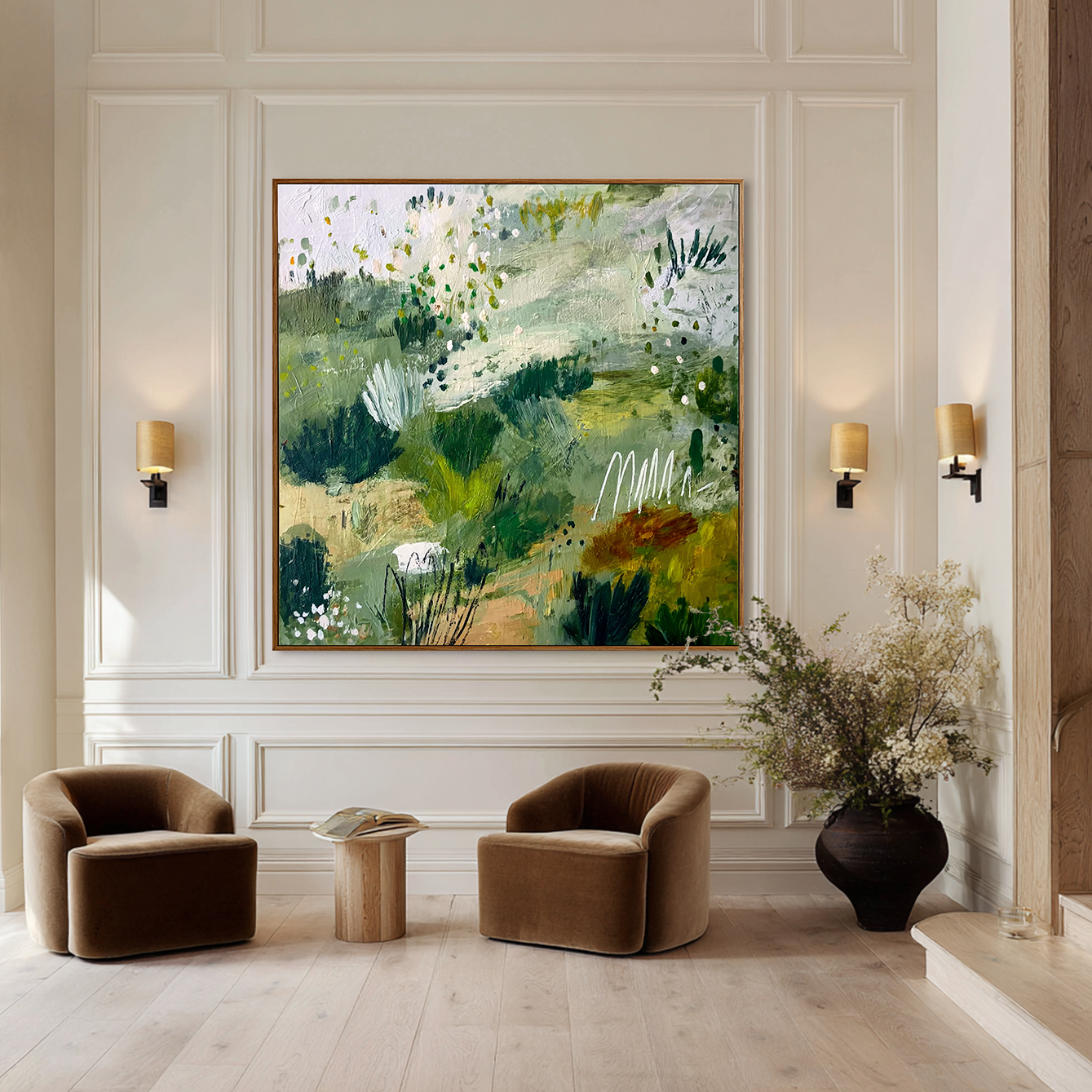 Verdant Meadow – Large Textured Abstract Landscape Wall Art