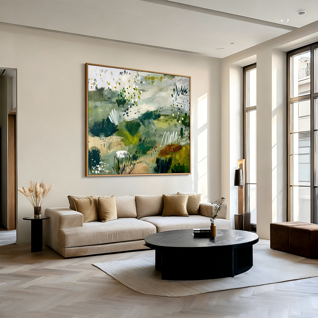 Verdant Meadow – Large Textured Abstract Landscape Wall Art