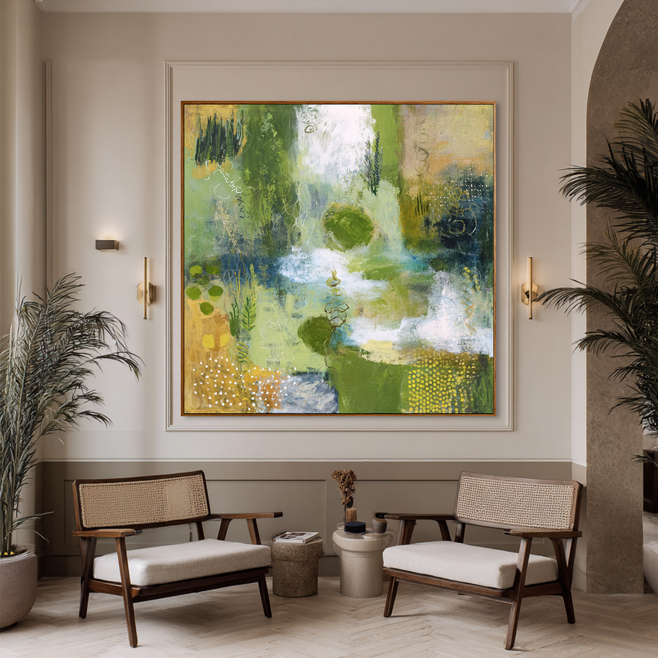 Verdant Echo – Large Textured Abstract Landscape Wall Art