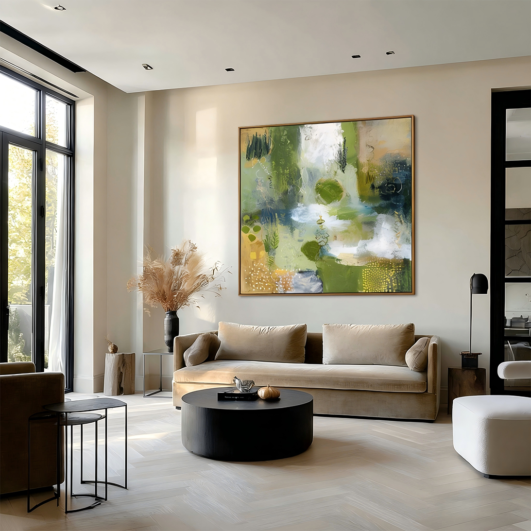 Verdant Echo – Large Textured Abstract Landscape Wall Art