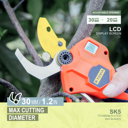 T TOVIA Cordless Pruner Kit, 1.2'' Electric Pruning Shears with 75 Inch Foldable Extension Pole, 2 Pack 21V Rechargeable Batteries, Power Pruner for Gardening, Tree Trimming-T TOVIA Offical Online Store