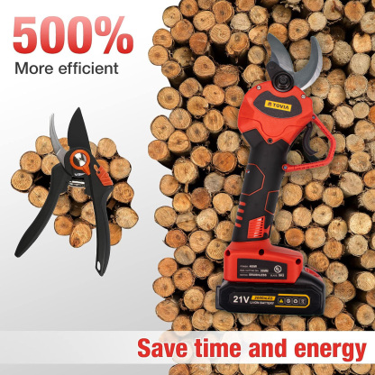 T TOVIA Cordless Pruning Shears, Cordless Tree Pruner with 2 Pack Rechargeable Battery, SK5 Blades, 1.2 Inch Cutting Diameter for Gardening (21V pruner)-T TOVIA Offical Online Store