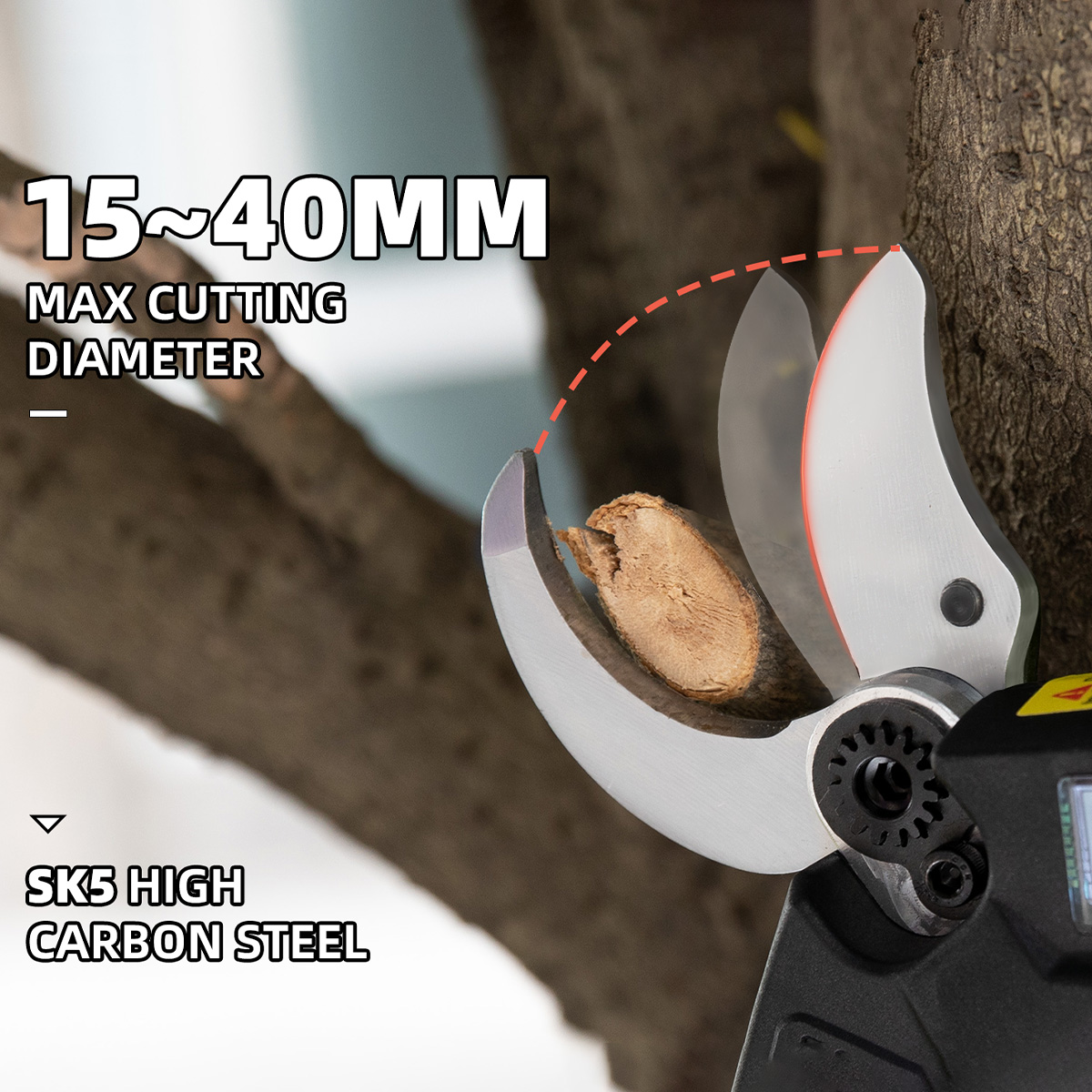 Electric Pruning Shears, T TOVIA Cordless Tree Pruner with 2 Pack 21V Lithium Battery, SK5 Blades, 1.6 Inch Cutting Diameter, Compatible for Makita 18V Battery-T TOVIA Offical Online Store
