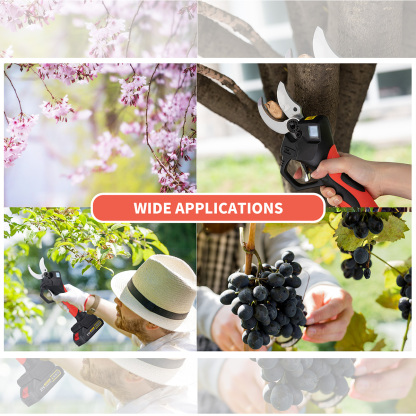 Electric Pruning Shears, T TOVIA Cordless Tree Pruner with 2 Pack 21V Lithium Battery, SK5 Blades, 1.6 Inch Cutting Diameter, Compatible for Makita 18V Battery-T TOVIA Offical Online Store