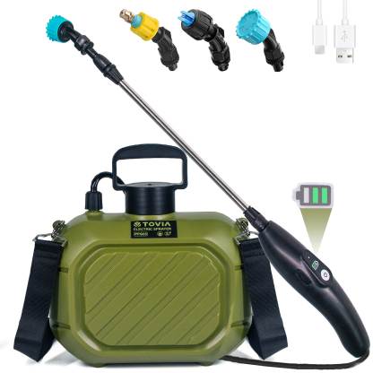 T TOVIA Battery Powered Sprayer Wand, 23.6'' Electric Telescopic Watering Wand with 10Ft Hose & 3 Nozzles, USB Rechargeable & Portable Spray Wand for Gardening-T TOVIA Offical Online Store