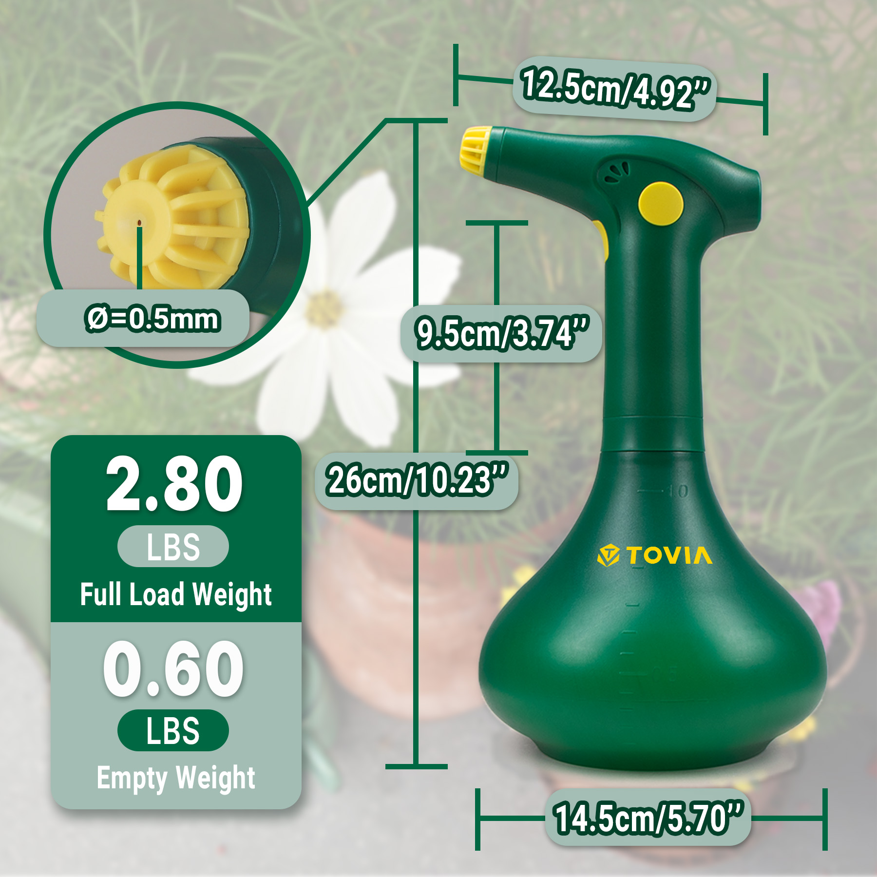 T TOVIA Plant Mister Spray Bottle for Indoor/Outdoor Plants, 1L Electric Garden Sprayer with Adjustable Nozzle, Battery Powered Sprayer for Cleaning, Gardening & Fertilizing-T TOVIA Offical Online Store
