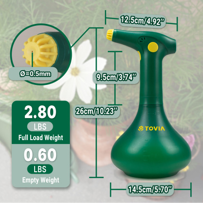 T TOVIA Plant Mister Spray Bottle for Indoor/Outdoor Plants, 1L Electric Garden Sprayer with Adjustable Nozzle, Battery Powered Sprayer for Cleaning, Gardening & Fertilizing-T TOVIA Offical Online Store