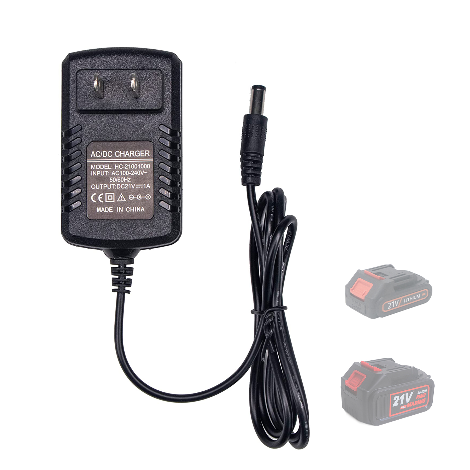 T TOVIA Battery Charger Adapter, Replacement Charger for 21V/1A Lithium Battery, Original charger for high pressure washer PPG87, for Home(US Standard 100-240V)-T TOVIA Offical Online Store