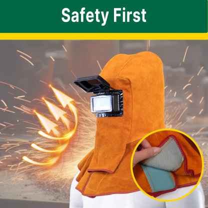 T TOVIA Leather Welder Hood Full Protection Welding Mask, Welding Gloves 12.6 Inch for Welding Workplace, Gardening and Fireplace